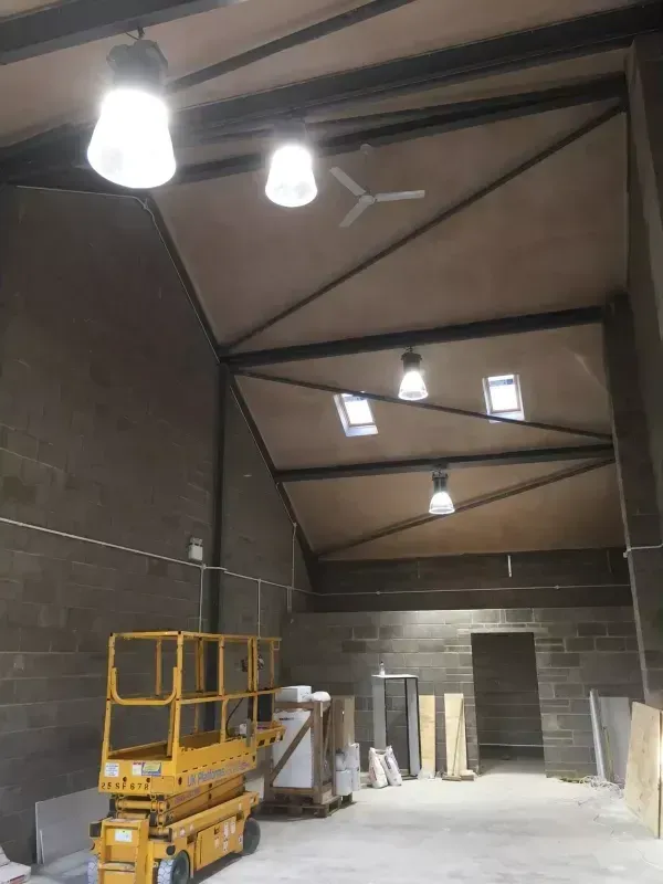 Lighting and power installed in a commercial unit ready for handover