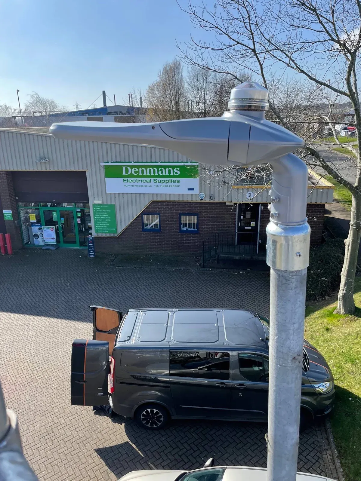 Exterior lighting installed outside a commercial premises in Wellingborough