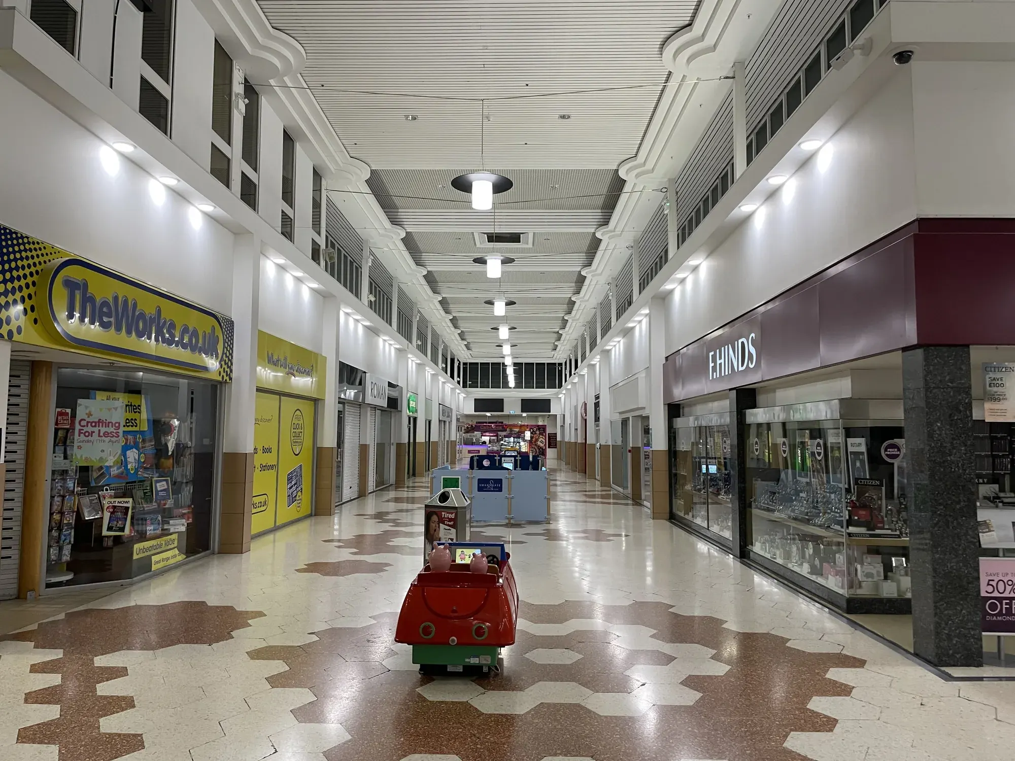 Lighting and power maintained by AHT Electrical in a Wellingborough shopping centre