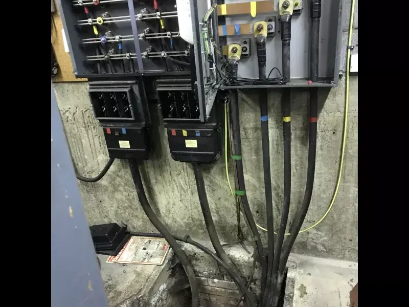 Three-phase distribution boards and armoured cabling feeding machinery